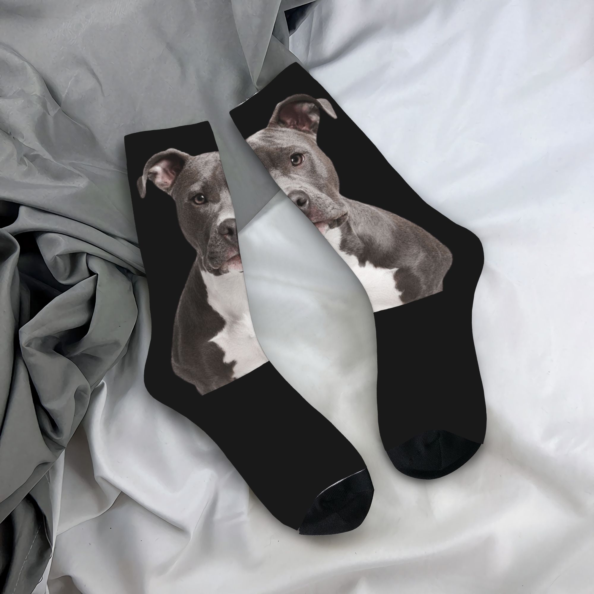 Dress Sock Men - Custom Cool Mens American Pit Bull