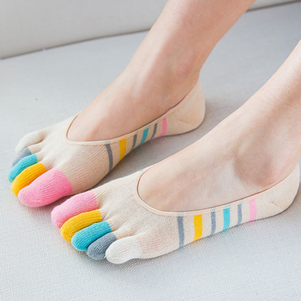 Invisibility Sock Loafer - 5Pairs Yoga Toe Socks Women Low