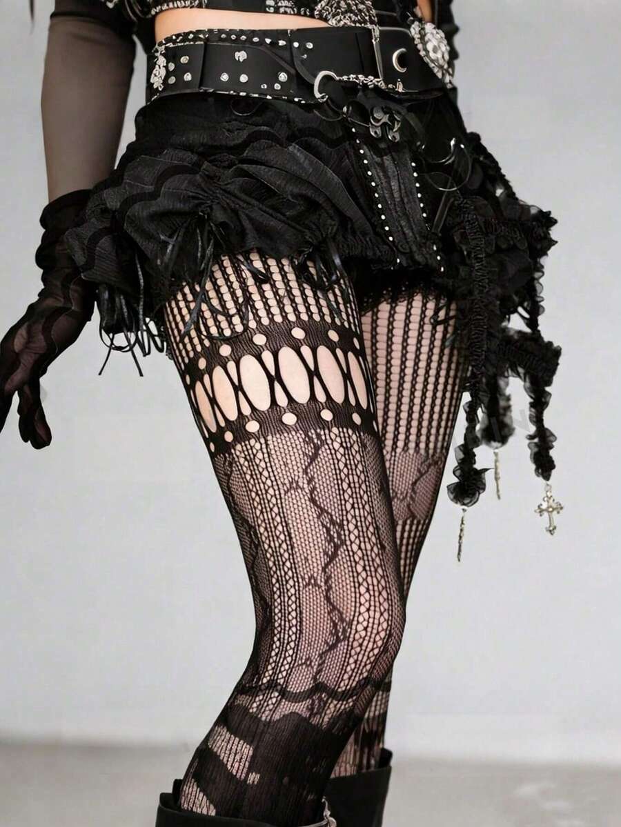 1pc Asymmetric Hollow Fishnet  – Fishnet Stocking Women Bewertung und Preis