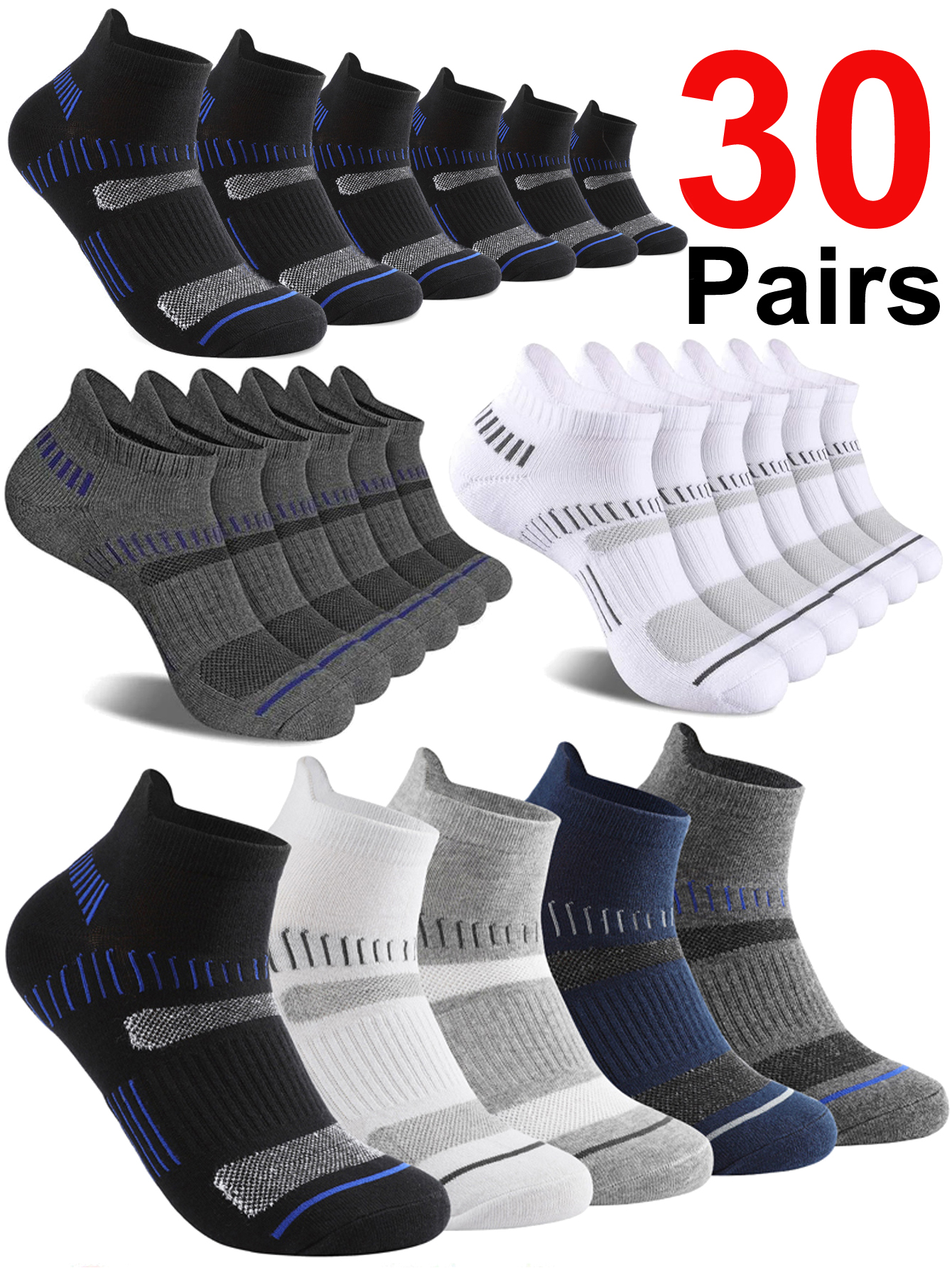 30 Pairs Ankle Socks Men Athle – Ankle Sock Low Cut Bewertung und Preis