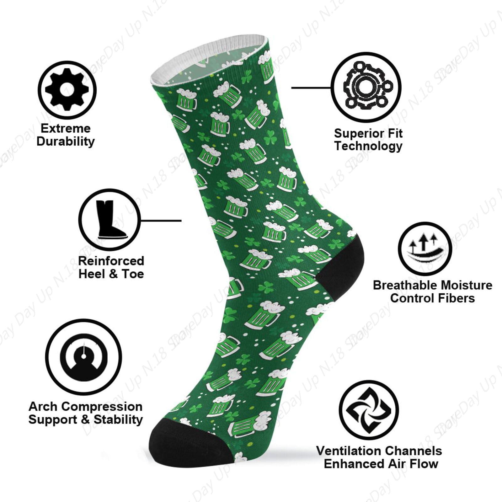 Green Clover Leaf Beer St. Pat – Cotton Crew Sock Pack Bewertung und Preis