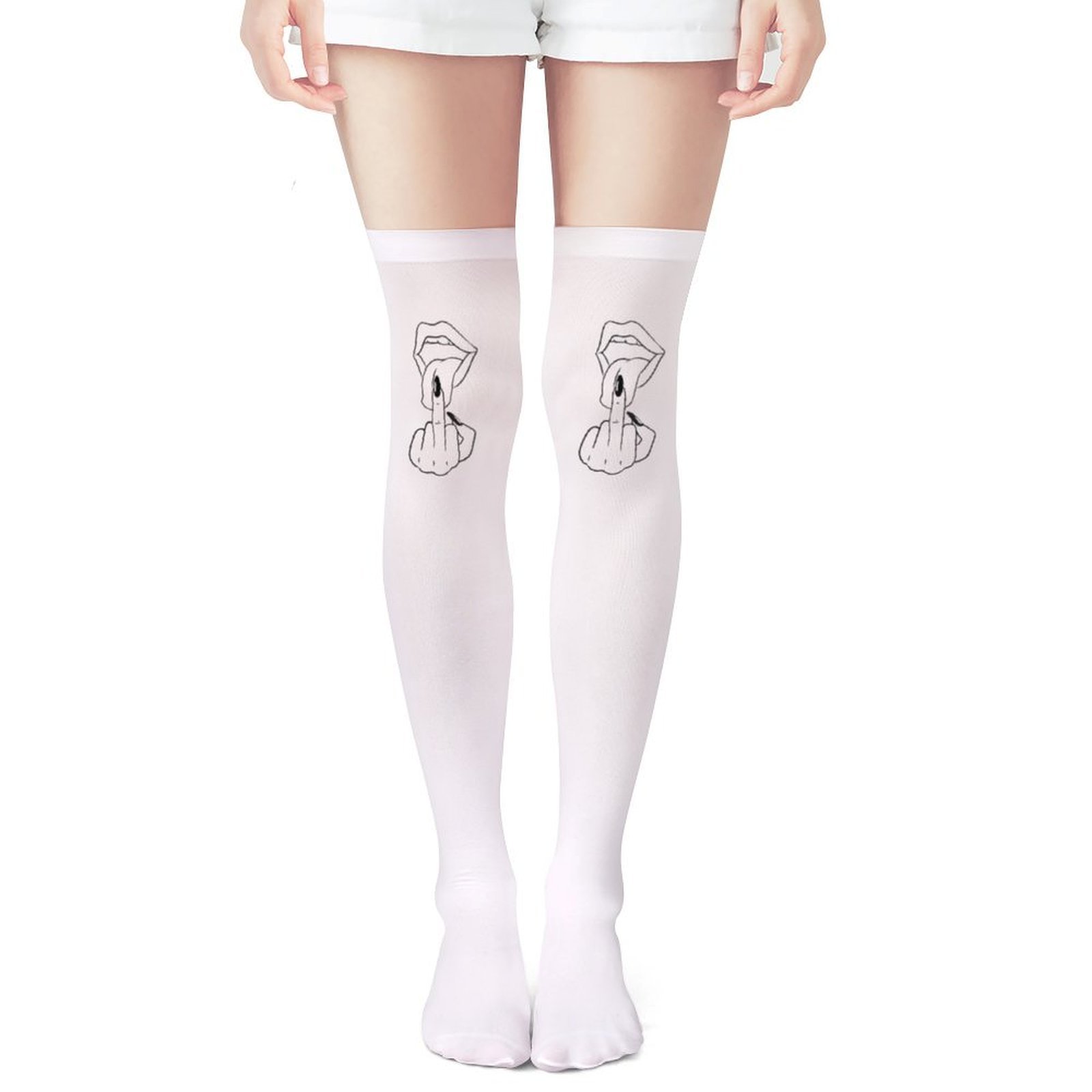 Ladies' white middle finger, r – Knee High Sock Women Bewertung und Preis