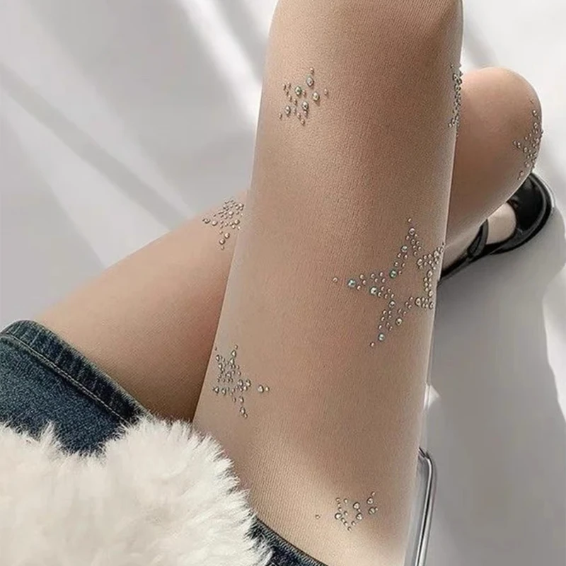 Y2k Star Diamond Rhinestone Fi – Fishnet Stocking Women Bewertung und Preis