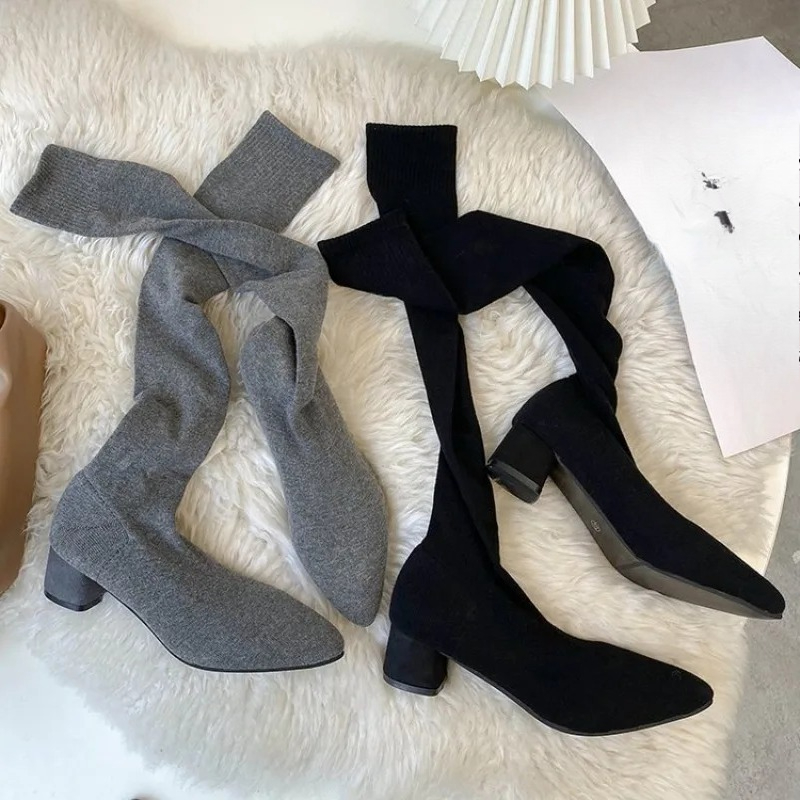 High Knee Sock Shoes 2025 New  – Knee High Sock Women Bewertung und Preis
