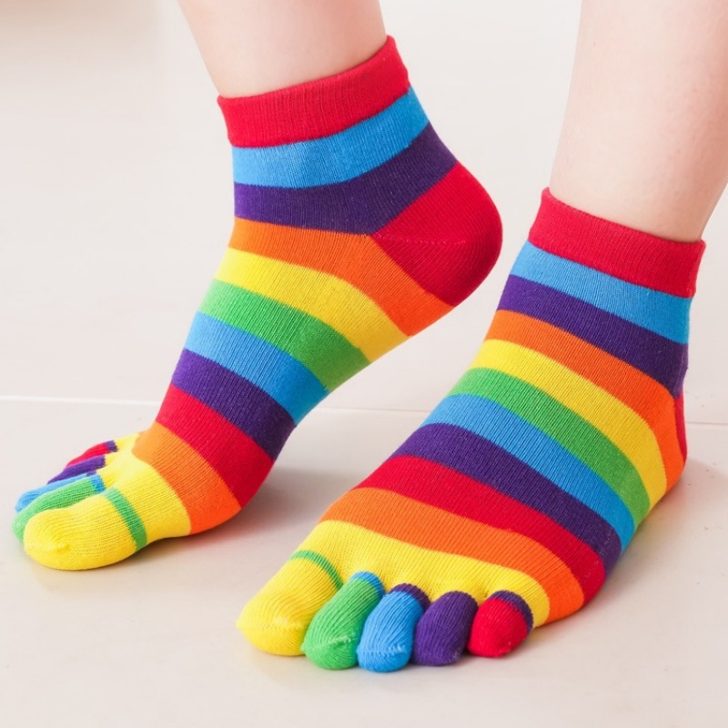 Women's Socks Rainbow Striped  – Toe Sock Split Bewertung und Preis