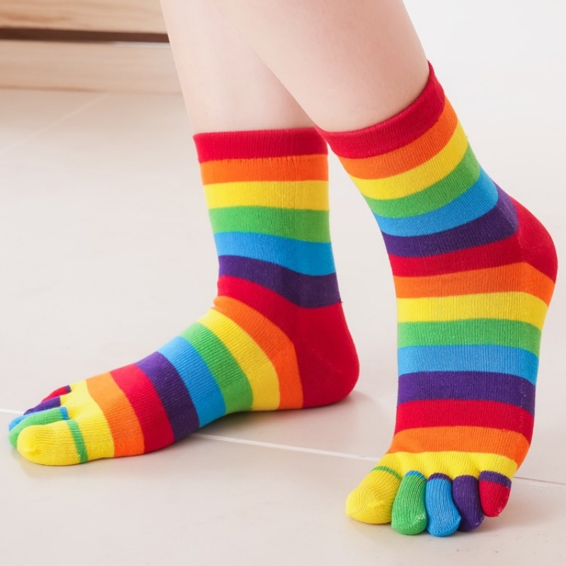 Women's Socks Rainbow Striped  – Toe Sock Split Bewertung und Preis