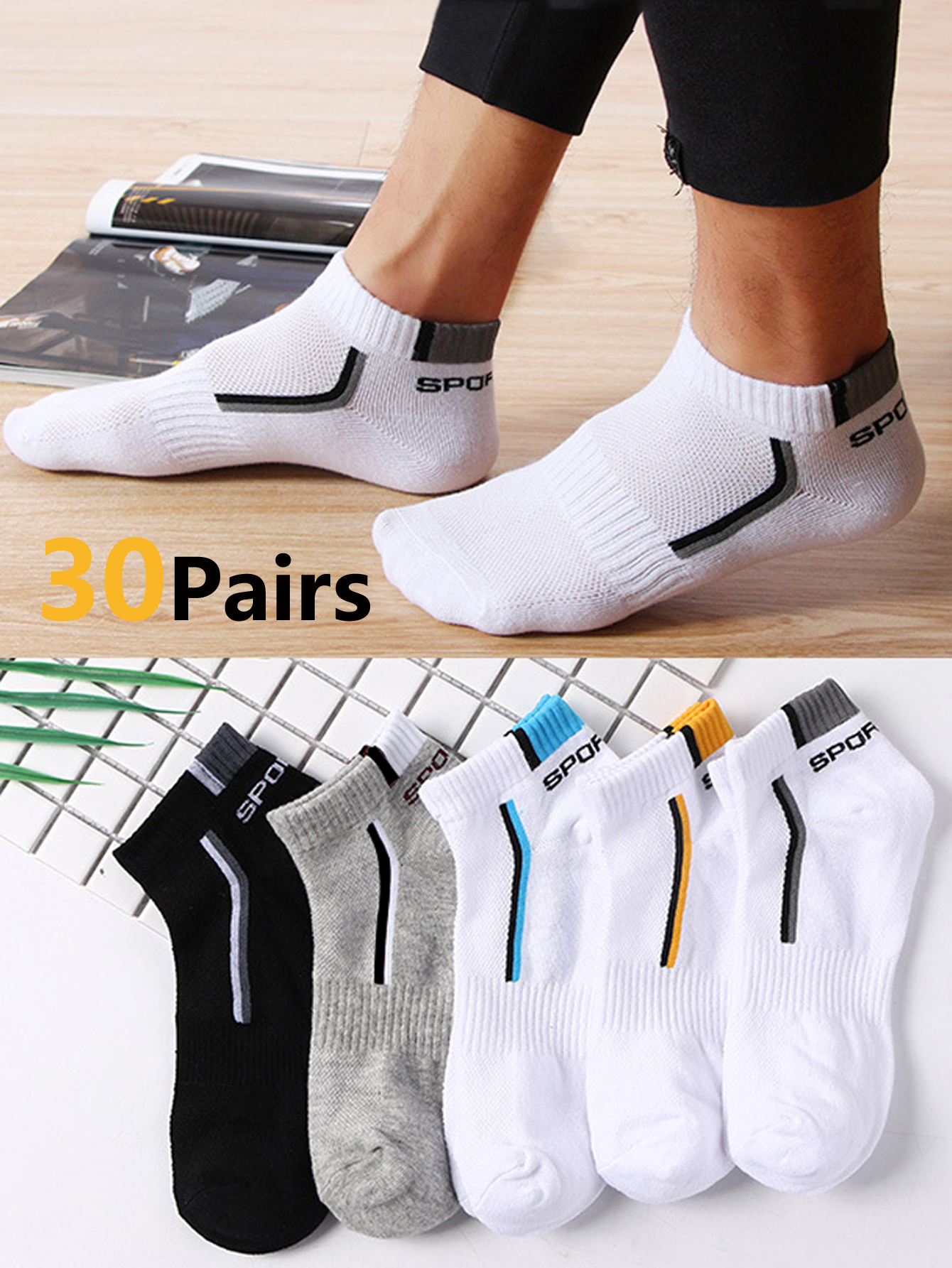 30Pairs Men's Mesh Breathable  – Ankle Sock Low Cut Bewertung und Preis