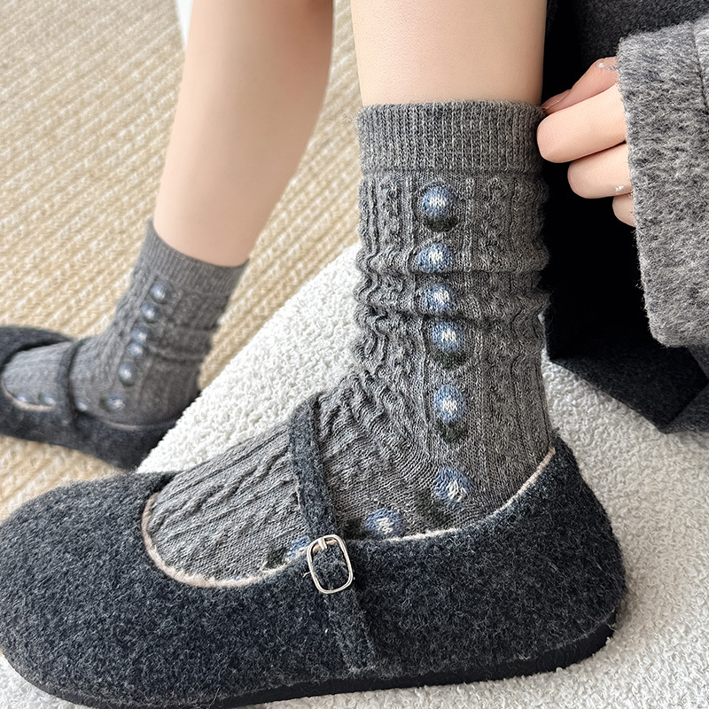 Korean Sweet Floral Wool Mid-C – Boot Sock Slouchy Bewertung und Preis