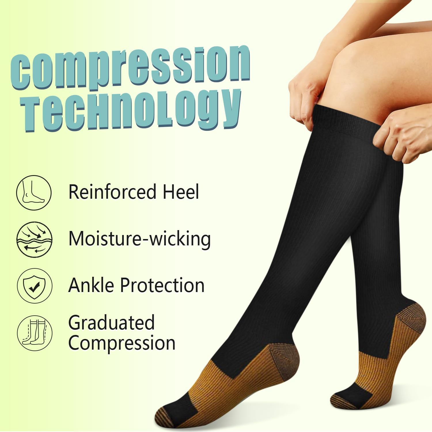 6 Pairs Solid Color Copper Com – Compression Sock Medical Bewertung und Preis