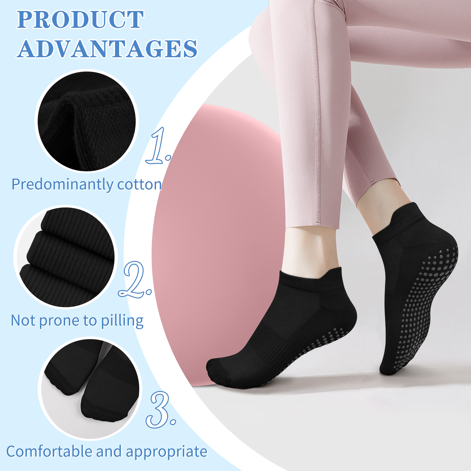 3 Pairs Yoga Socks Women Cotto – Grip Sock Yoga Bewertung und Preis